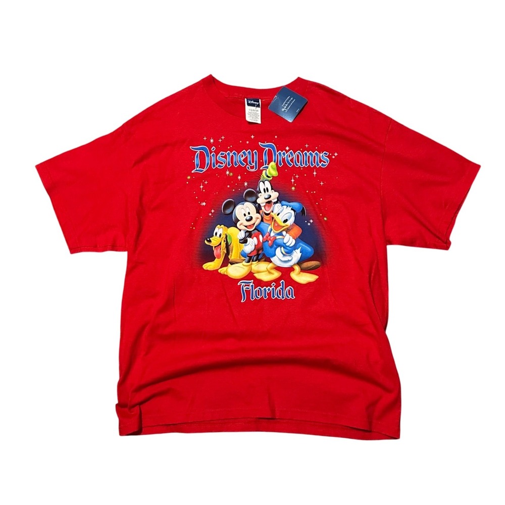 Disney‎ Dreams Florida Red Graphic T-Shirt Mickey Donald Goofy Pluto XL NWT